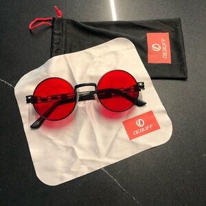 Red Round Sunglasses by Debuff